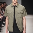 thumbnail image 1 of Jessboyy Mens Short Sleeve Work Shirts with Pockets Button Down Shirts for Men Regular Fit Solid Button up Cargo Shirt Summer Beach Vacation Tops Green XL, 1 of 9