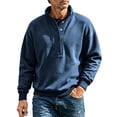 thumbnail image 1 of hlysgo Mens Stand Collar Henley Tops Snap Pullover Quilted Placket Sweatshirt Fleece Fall Winter Work Hiking Daily Casual Blouse Navy,M, 1 of 6