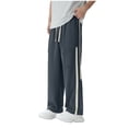 thumbnail image 1 of hlysgo Mens Straight Fit Pants Causal Elastic Drawstring Waist Loose Trousers Lounge Cozy Summer Pant with Pockets Gray,3xL, 1 of 5