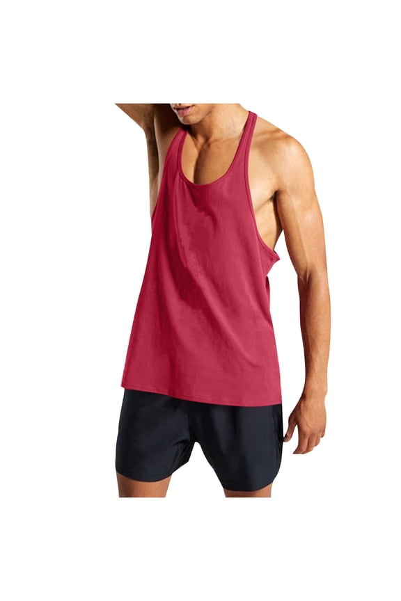 Mens Stringer Tank Tops Lightweight Y Back Tank Tops for Men Stretchy Quick Dry Cotton Sleeveless Muscle Shirts for Gym Workout Wine,Size S