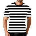 thumbnail image 1 of hlysgo Mens Striped T-Shirts Summer Casual Round Neck Short Sleeve Tees Shirts for Men Comfy Soft Waffle Knit Going Out Pullover Tops Black,Size XXXXL, 1 of 6