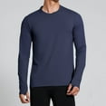 thumbnail image 1 of hlysgo Mens Summer Long Sleeve T Shirts with Thumb Holes Casual Color Block Sun Shirts Stretchy Breathable Workout Outdoor UV Protection Clothing Navy,M, 1 of 7