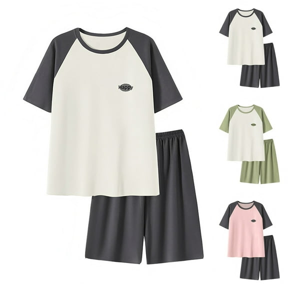 hlysgo Mens Summer Pajamas Sets Lightweight Short Sleeve Shirts and Shorts Soft Men's Sleepwear Comfy Loungewear Cozy 2 Piece Pjs Set Gray XXXL