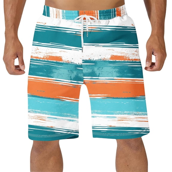 hlysgo Mens Swim Trunks 9 Inch Trendy Hawaiian Floral Printed Beach Shorts Swimwear Summer Vacation Board Shorts with Pockets Swim Trunk Orange M
