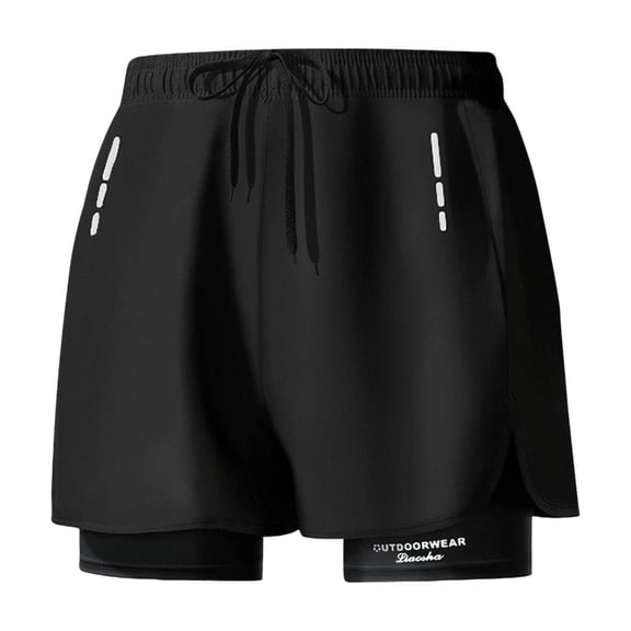 hlysgo Mens Swimming Trunks with Liner Drawstring Quick Dry Beach Shorts Swimwear Swimsuits Solid Color Swim Trunk for Men 5 Inch Black XL