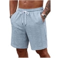 thumbnail image 1 of hlysgo Mens Textured Shorts Old Money Casual Elastic Waist Drawstring Short Beach Vacation Summer Stretch Comfy Short with Pockets Light Blue,L, 1 of 6