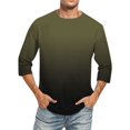 thumbnail image 1 of hlysgo Mens Three Quarter Length Sleeve Tees Casual Gradient Shirt for Men Spring Summer Beach Tshirt Loose Fit Crewneck 3/4 Sleeve Shirts Army Green XXXL, 1 of 4