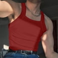 thumbnail image 1 of hlysgo Mens Undershirts Tank Tops Casual Solid Color Ribbed Sleeveless T Shirts Fitted Square Neck Sleeveless Undershirts Workout Tank Tops Red,Size XXL, 1 of 7