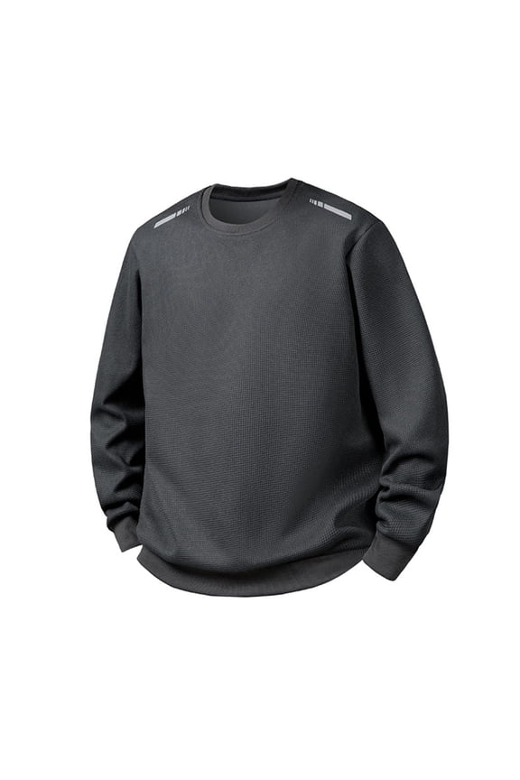 Mens Waffle Big and Tall Shirts Comfy Long Sleeve Crewneck Stretch Plus Size Pullover Shirt Classic Men's Fashion Going out Clothes Gray XXXXL