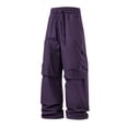 thumbnail image 1 of hlysgo Mens Wide Leg Pants Elastic Drawstring Waist Straight Pant Causal Cozy Relaxed Trousers with Multi Pockets Purple,S, 1 of 6