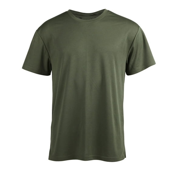 hlysgo Mens Workout Shirts Short Sleeve Solid Color Basic Tee Breathable Quick Dry Running Athletic Work Men Shirts Army Green M