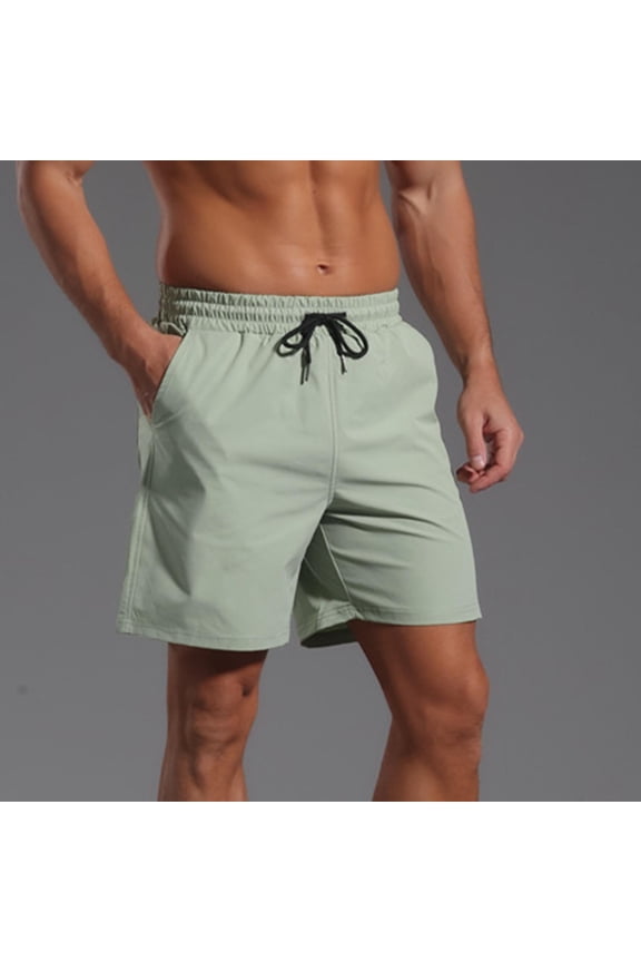 Mens Workout Shorts with Mesh Liner Relaxed Fit Drawstring Elastic Waist Running Shorts Waterproof Quick Dry Athletic Shorts Green,Size L