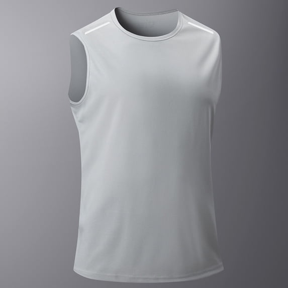 hlysgo Mens Workout Tank Tops Breathable Running Sleeveless T Shirts Fitted Solid Color Crewneck Tank Tops Casual Sleeveless Shirts for Gym Gray,Size XXXL