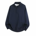 thumbnail image 1 of hlysgo Mens Zipper Sweatshirts Casual Long Sleeve Zip Mock Neck Pullover Shirts with Pockets Loose Fit Basic Tees Shirts Fall Winter Clothes Navy M, 1 of 4