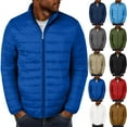 thumbnail image 1 of hlysgo Puffer Jackets for Men no Hood Lightweight Zip up Long Sleeve Quilted Jacket Winter Warm Insulated Coats Comfy Men's Puffy Coat Beige XL, 1 of 6