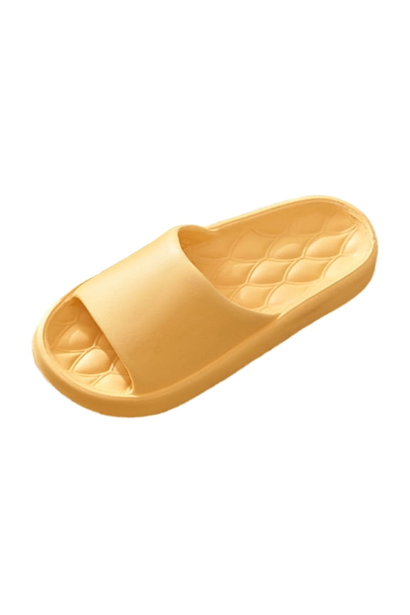 Quilted Padded Footbed Thick Platform EVA Open Toe Non-slip Slide Slippers Home Bathroom Daily Slippers Yellow 5.5-6