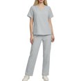 thumbnail image 1 of hlysgo Scrubs for Women Set V-Neck Pocket Top & Drawstring Jogger Scrub Pants with Pockets Gray,XL, 1 of 6