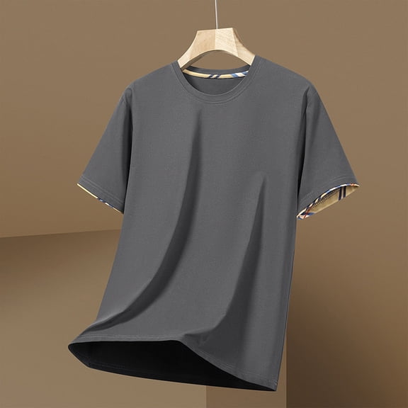 hlysgo Short Sleeve T Shirts for Men Casual Solid Color Basic Tee Lightweight Crewneck Going Out Pullover Tops Summer Soft Tees Shirt Gray XL