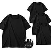 hlysgo Short Sleeve Tee Shirts for Men 3 Pack Solid Color Basic Tee Loose Fit Round Neck T Shirt Breathable Athletic Gym Running Workout Tops Black XL