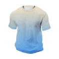 thumbnail image 1 of hlysgo Short Sleeve Tees Shirts for Men Stretch Comfy Waffle Knit Shirts Casual Gradient Print Going Out Pullover Tops Summer Vacation Tops Light Blue,Size XXXXXL, 1 of 6