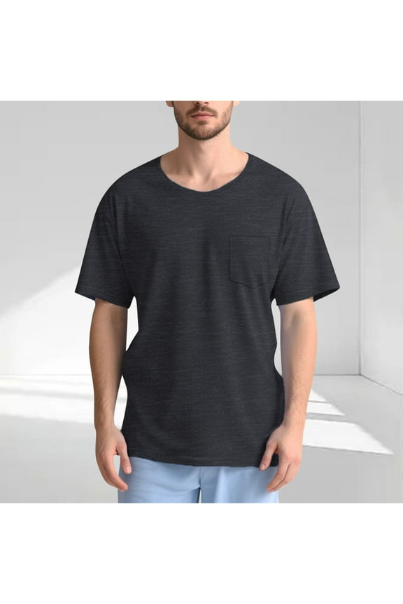 Side Split T Shirt for Men Casual Solid Color Short Sleeve Basic Tee Open Side Snap Post Shoulder Surgery Shirts Dark Gray XL