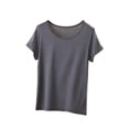thumbnail image 1 of hlysgo Sleep Shirts for Women Pajama Tops Round Neck Solid Color Sleeping Top Cozy Comfort Shirts Dark Gray,2xL, 1 of 4