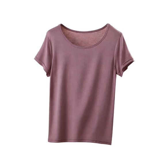 hlysgo Sleep Shirts for Women Pajama Tops Round Neck Solid Color Sleeping Top Cozy Comfort Shirts Silver,2xL