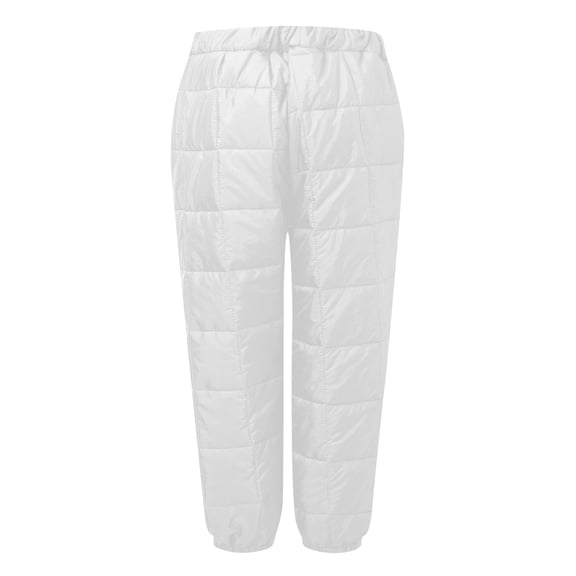 hlysgo Snow Pants for Womens Winter Windproof Down Warm Outdoor Ski Pants Padded Loose Ultralight Warm Trousers with Pockets White,S