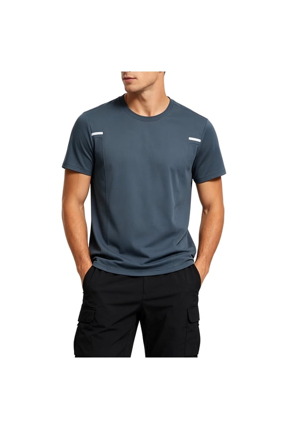 Softest Quick Dry Shirts for Men Short Sleeve Crew Neck T-Shirt Breathable Comfort Moisture Wicking Tee Gray,XL