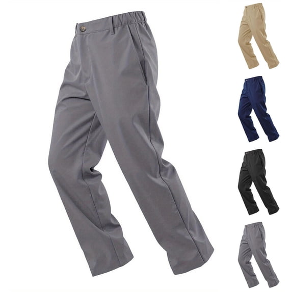 hlysgo Straight Leg Cargo Pants for Men Regular Fit Elastic Waist Dress Pants Business Casual Office Work Trousers Spring Summer Dress Slacks Dark Gray XXL