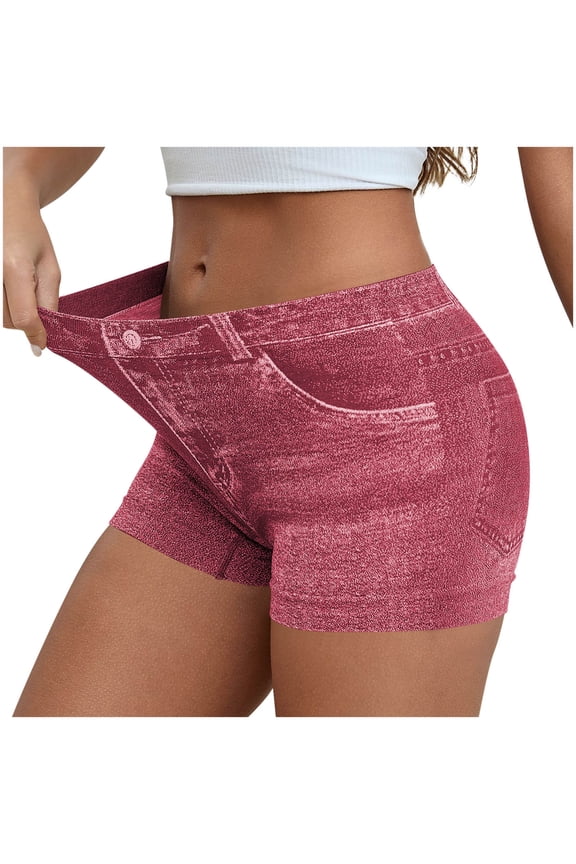 Stretchy Jean Shorts Womens High Waisted Denim Shorts Jeggings Summer Casual Trendy Pull On Short with Pockets Wine,S
