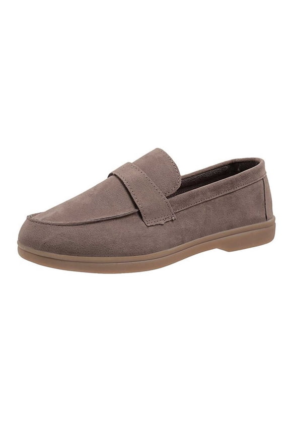 Suede Loafers for Women, Comfortable Platform Penny Loafers, Slip On Flats Casual Office Work, Non-Slip Memory Foam Shoes for Walking Dress Gray 35