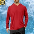 thumbnail image 1 of hlysgo Sun Protection Hooded Shirts for Men Breathable Long Sleeve Cooling Spf Shirts Rash Guard for Outdoor Hiking Summer UV Protection Clothing Red,XXL, 1 of 6