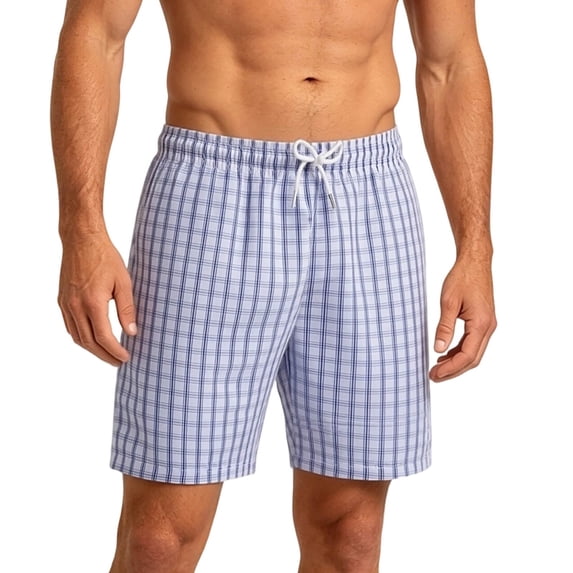 hlysgo Swim Shorts for Men Elastic Waist Loungewear Lightweight Breathbable Short Pj Sleeping Comfy Cozy Shorts with Pockets Blue,L