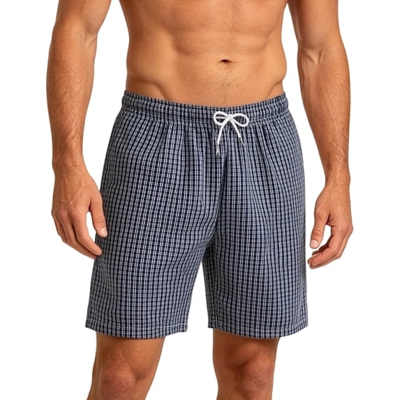 hlysgo Swim Shorts for Men Elastic Waist Loungewear Lightweight Breathbable Short Pj Sleeping Comfy Cozy Shorts with Pockets Dark Blue,M