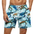 thumbnail image 1 of hlysgo Swim Trunks for Men no Liner Casual Graphic Drawstring Quick Dry Beach Shorts with Pockets Summer Travel Swim Shorts Blue XXXXXL, 1 of 6