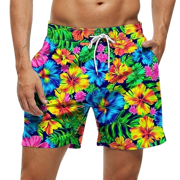 hlysgo Swimming Trunks for Men no Liner Casual Graphic Drawstring Quick Dry Swim Trunk with Pockets Summer Travel Mens Bathing Suit Yellow L