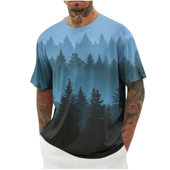 Jessboyy T Shirts for Men Graphic Tees Summer Short Sleeve Tops Big and Tall Mens Shirts Relaxed Fit Casual Streetwear Crewneck Tees Blue,XXXL