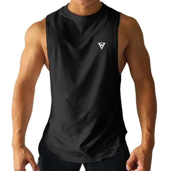 hlysgo Tank Tops Mens Gym Sleeveless Shirts Breathable Workout Fitness Muscle Tank Tops Quick Dry Activewear Sleeveless Tops Black,Size XL