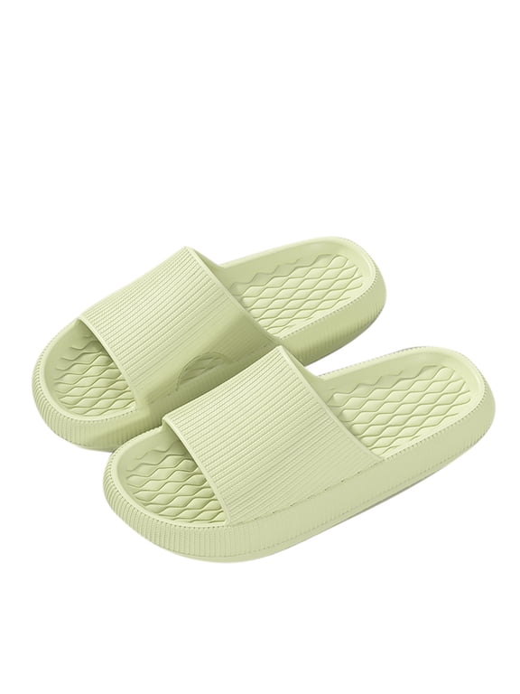 Unisex Thick Sole Slide Sandals Non-slip Soft EVA Open Toe Cushioned Slippers for Home Bathroom Indoor Outdoor Summer Wear Green 36
