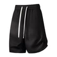 thumbnail image 1 of hlysgo Wide Leg Linen Shorts for Men Big and Tall Elastic High Waisted Pleated Loose Casual Comfy Shorts with Pockets Black,M, 1 of 5