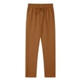 thumbnail image 1 of hlysgo Wide Leg Pants for Men Straight Elastic Waist Drawstring Trousers Summer Beach Vacation Pant with Pockets Brown,3xL, 1 of 6