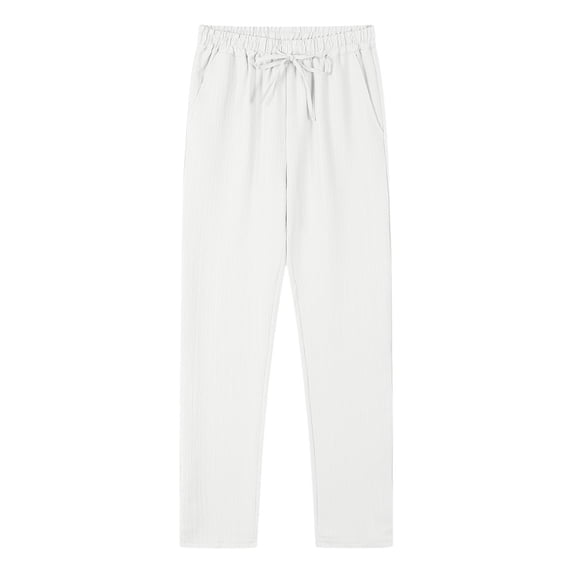 hlysgo Wide Leg Pants for Men Straight Elastic Waist Drawstring Trousers Summer Beach Vacation Pant with Pockets White,3xL