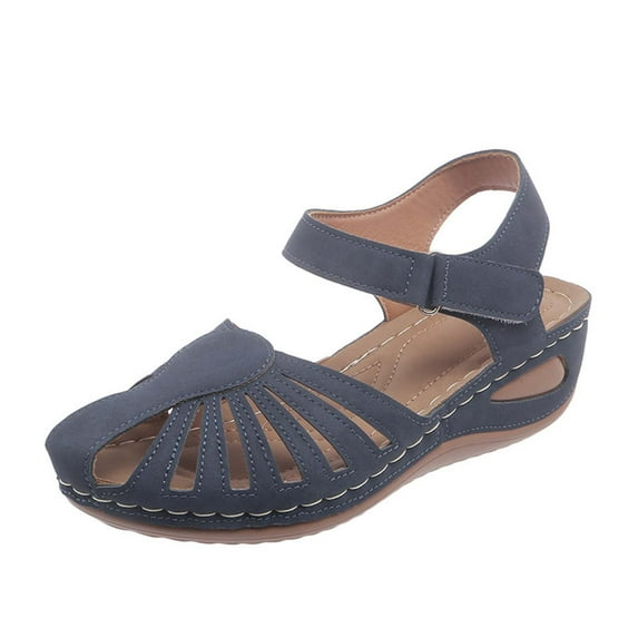 hlysgo Women Comfortable Flat Sandals Dressy Summer Sandal Closed Toe Fisherman Sandals Blue,43