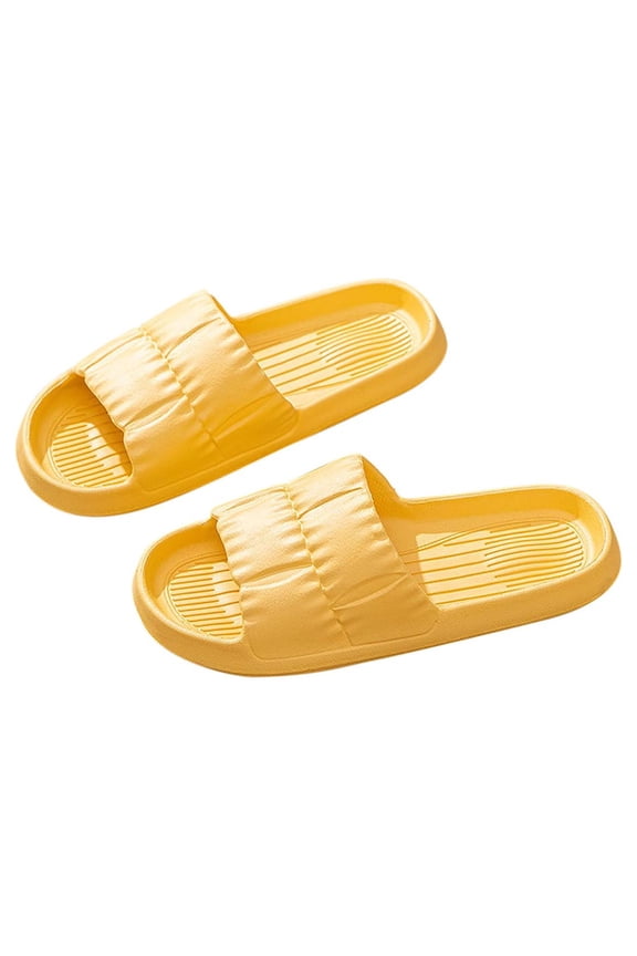 Women Soft Sole Cloud Slides Bathroom Slippers Indoor Outdoor Beach Sandals Summer Non Slip Flip Flops Yellow 40
