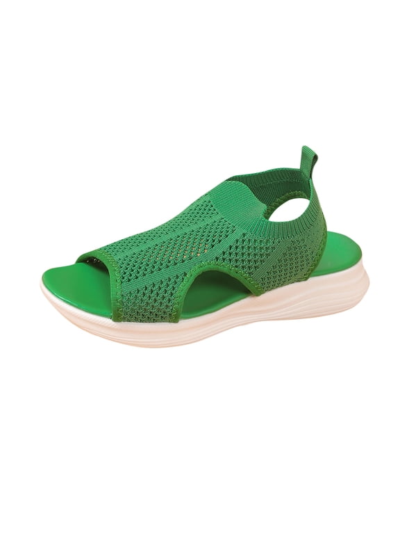 Women Walking Sandals Arch Support Orthotic Comfortable Plantar Non-slip Casual Open Toe Sport Sandals for Athletic Summer Beach Green 5.5
