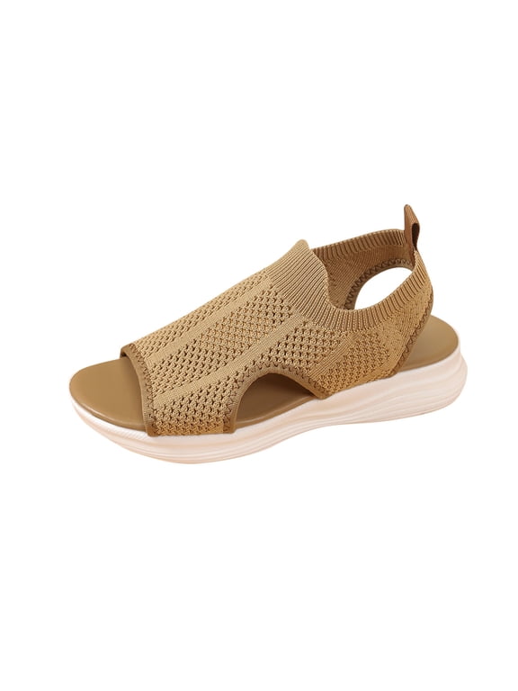 Women Walking Sandals Arch Support Orthotic Comfortable Plantar Non-slip Casual Open Toe Sport Sandals for Athletic Summer Beach Khaki 6