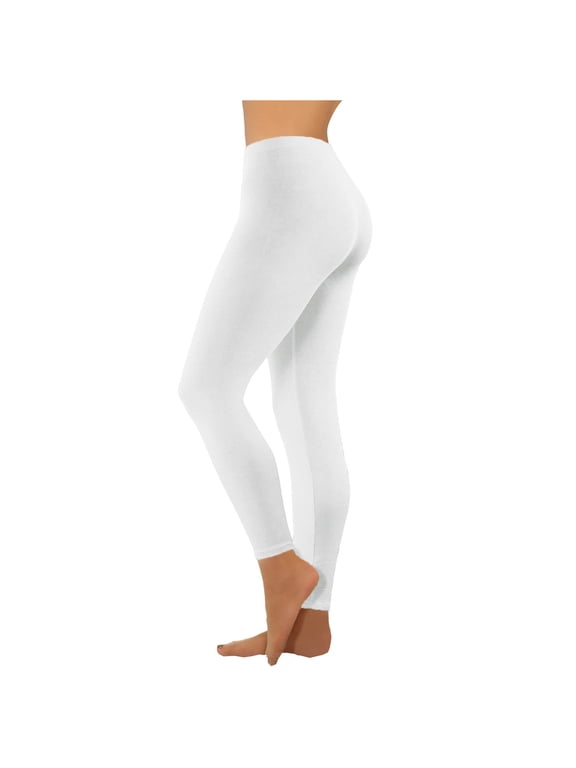 Women Yoga Pants High Waist Legging Stretch Casual Workout Pant Solid Lightweight Trousers White,L