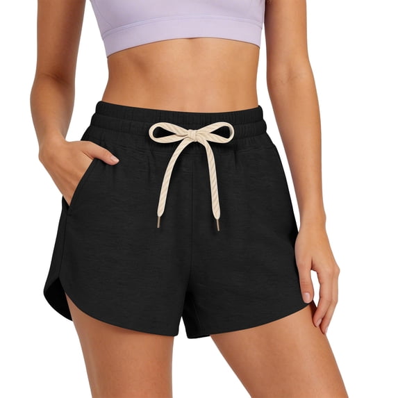 hlysgo Women's 3 inch Pj Shorts Soft Comfort Loose Fit Shorts Summer Lounge Sleeping Elastic Waist Short with Pocket Black,XL