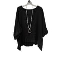 thumbnail image 1 of hlysgo Women's Batwing Sleeve Tunic Tops V Neck Double Ruffle Trim Boho Blouse Casual Loungewear Home Vacation Shirts Black,2xL, 1 of 5